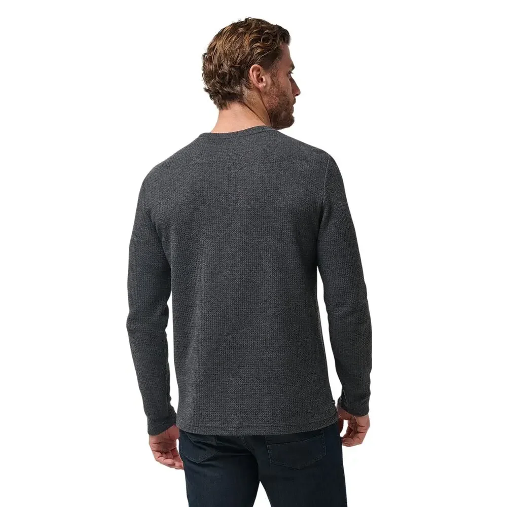 Travis Mathew $140 Cloud Waffle Crew Charcoal Comfort Longe Sleeve Shirt S